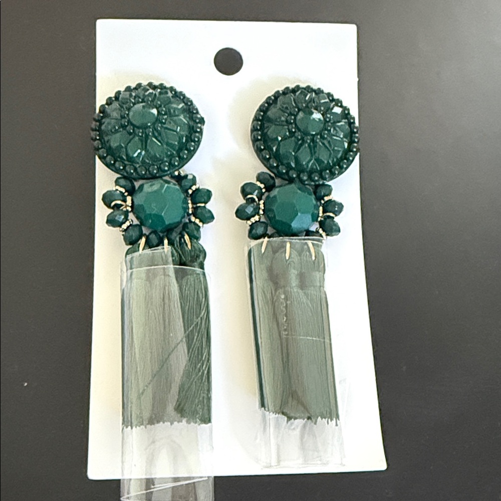 Chic Teal Tassel Earrings